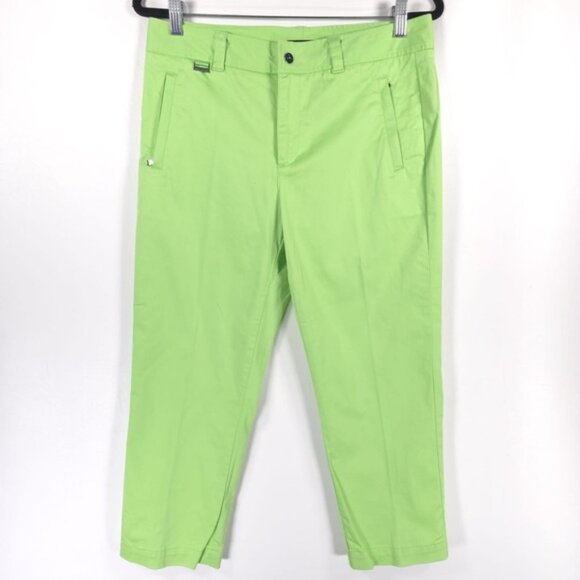 RALPH LAUREN GOLF Bright Green Cotton Stretch Pants Women's No Size Tag 8-10 M - Picture 1 of 10